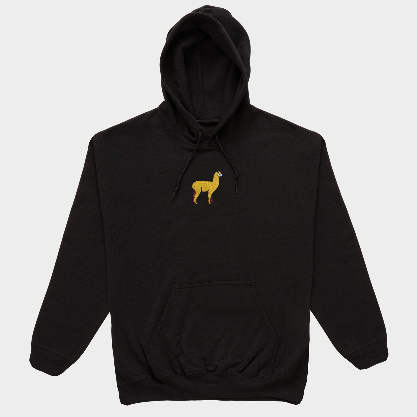 Bobby's Planet Men's Embroidered Alpaca Hoodie from South American Amazon Animals Collection in Black Color#color_black