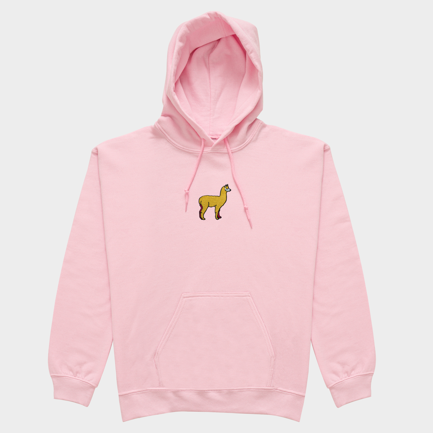 Bobby's Planet Women's Embroidered Alpaca Hoodie from South American Amazon Animals Collection in Light Pink Color#color_light-pink