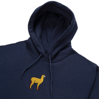 Bobby's Planet Women's Embroidered Alpaca Hoodie from South American Amazon Animals Collection in Navy Color#color_navy