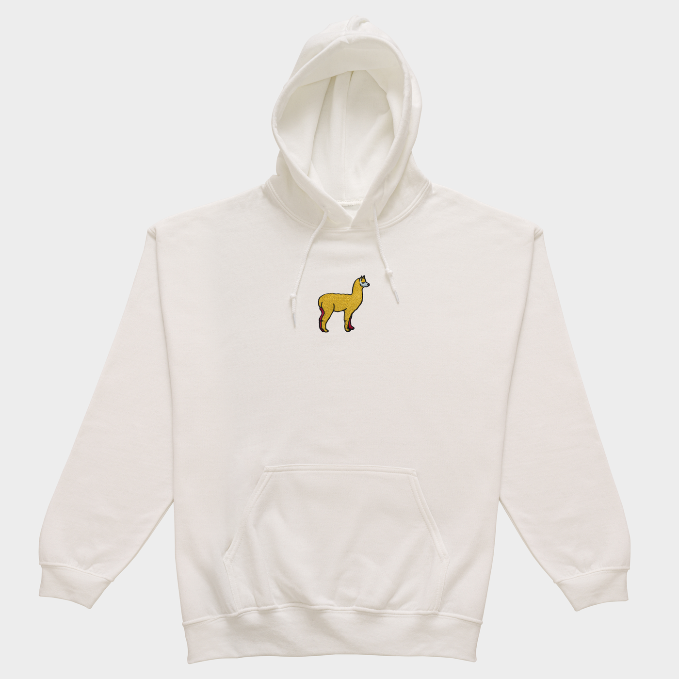Bobby's Planet Men's Embroidered Alpaca Hoodie from South American Amazon Animals Collection in White Color#color_white