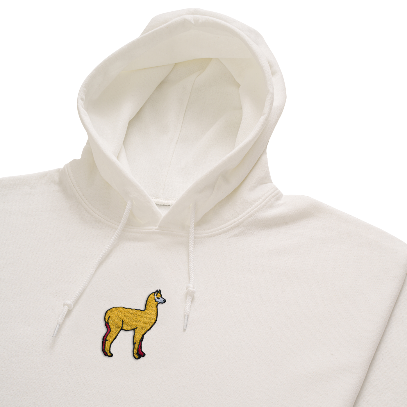 Bobby's Planet Women's Embroidered Alpaca Hoodie from South American Amazon Animals Collection in White Color#color_white
