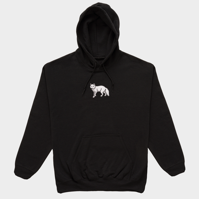 Bobby's Planet Men's Embroidered Arctic Fox Hoodie from Arctic Polar Animals Collection in Black Color#color_black