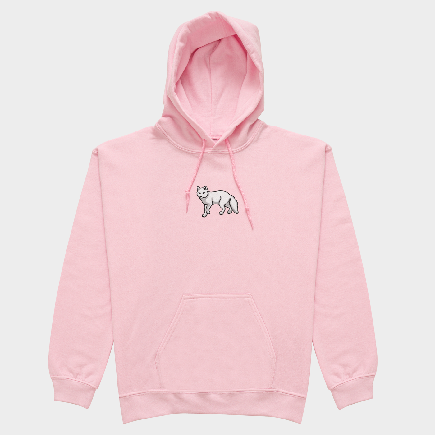 Bobby's Planet Women's Embroidered Arctic Fox Hoodie from Arctic Polar Animals Collection in Light Pink Color#color_light-pink