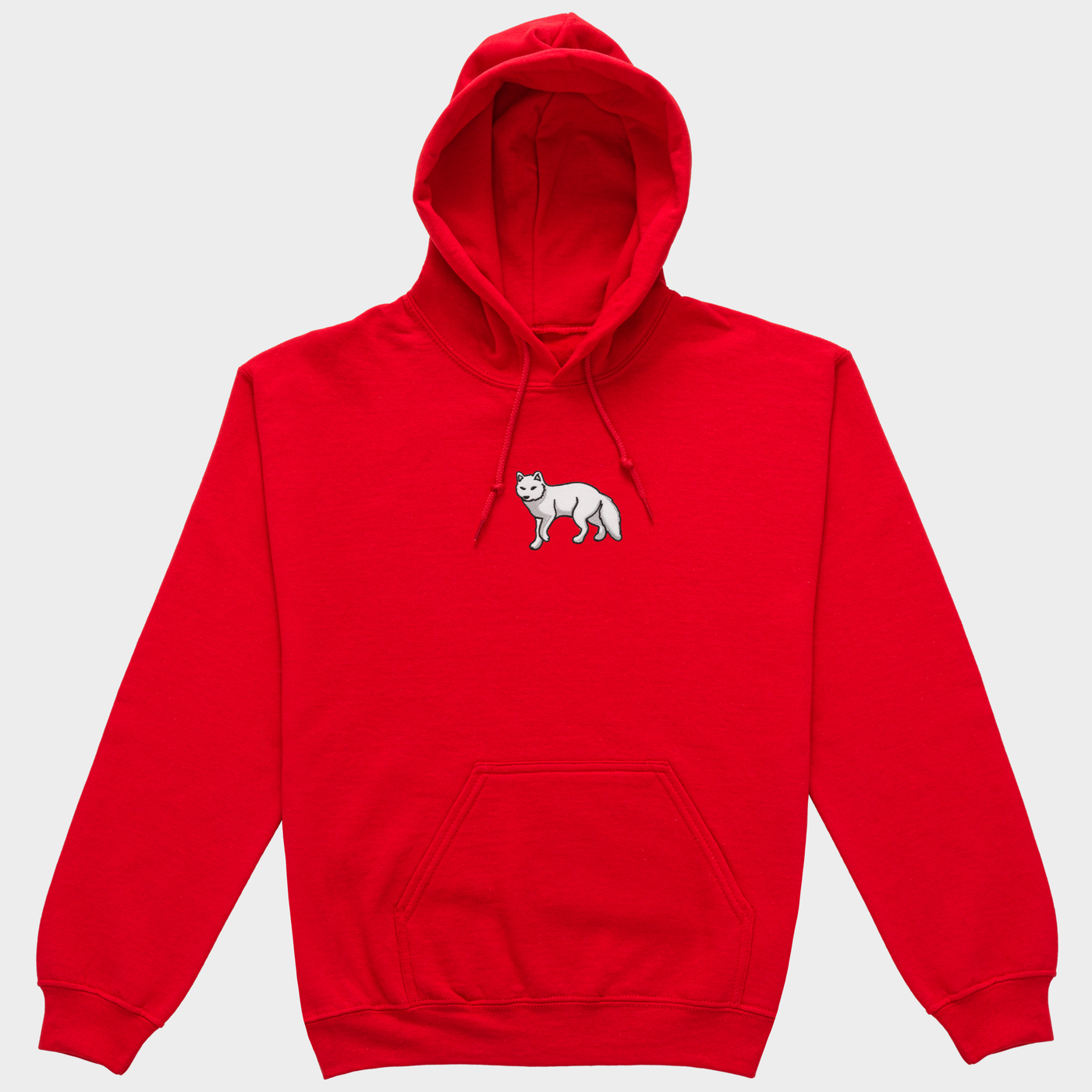 Bobby's Planet Women's Embroidered Arctic Fox Hoodie from Arctic Polar Animals Collection in Red Color#color_red