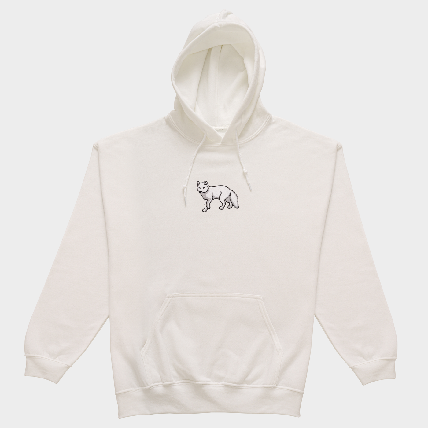 Bobby's Planet Women's Embroidered Arctic Fox Hoodie from Arctic Polar Animals Collection in White Color#color_white