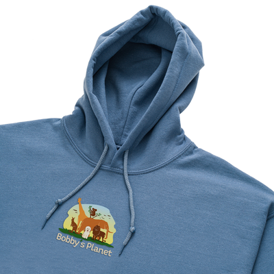 Bobby's Planet Men's Embroidered Poodle Hoodie from Bobbys Planet Toy Poodle Collection in Indigo Blue Color#color_indigo-blue