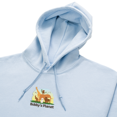 Bobby's Planet Women's Embroidered Poodle Hoodie from Bobbys Planet Toy Poodle Collection in Light Blue Color#color_light-blue