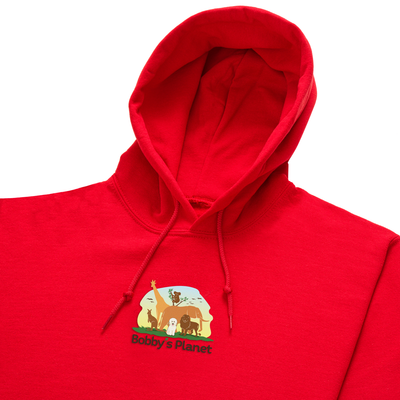 Bobby's Planet Women's Embroidered Poodle Hoodie from Bobbys Planet Toy Poodle Collection in Red Color#color_red