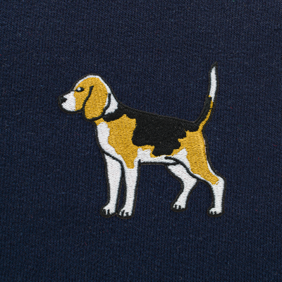 Bobby's Planet Women's Embroidered Beagle Hoodie from Paws Dog Cat Animals Collection in Navy Color#color_navy