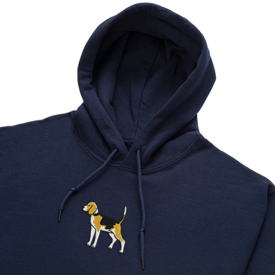 Bobby's Planet Men's Embroidered Beagle Hoodie from Paws Dog Cat Animals Collection in Navy Color#color_navy