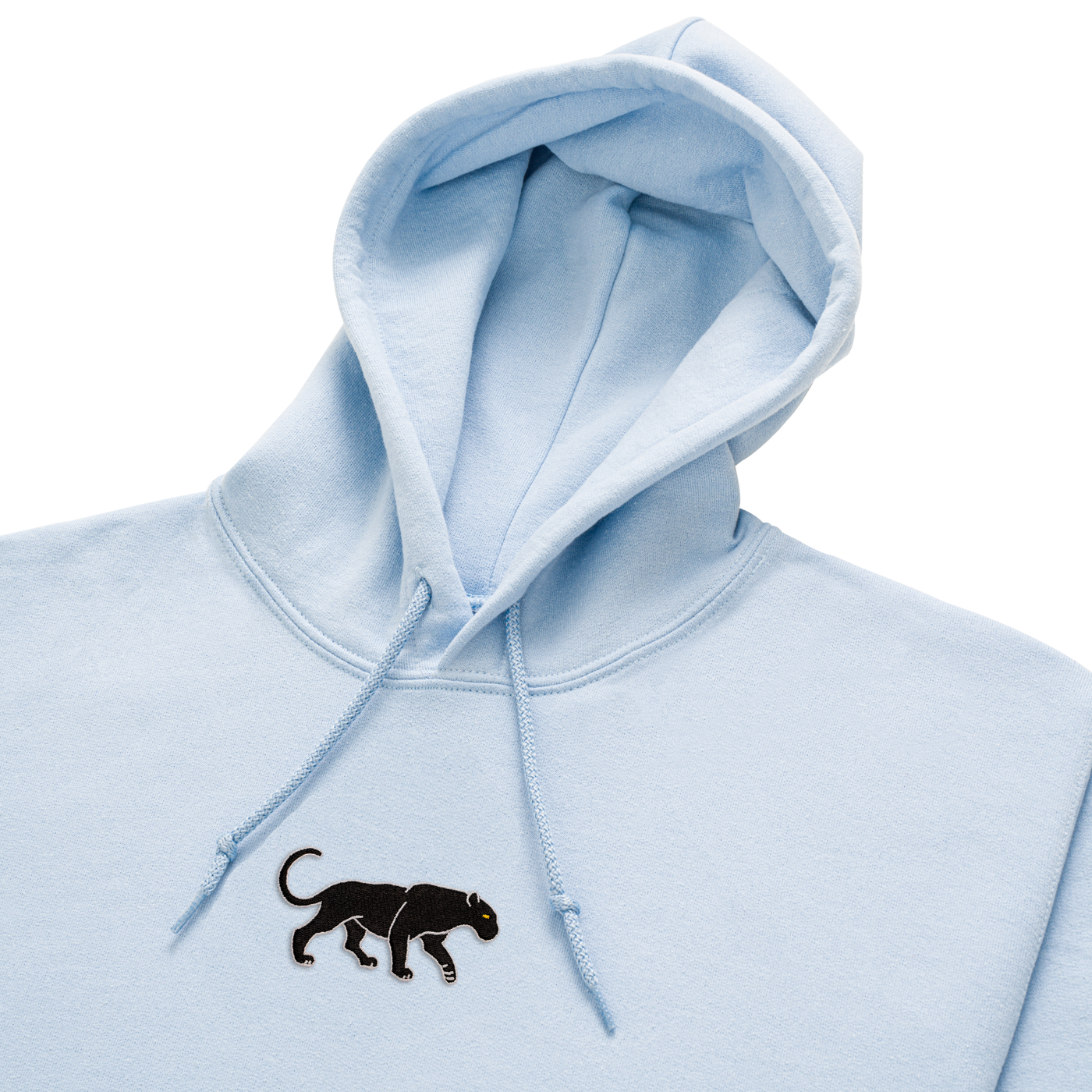 Bobby's Planet Women's Embroidered Black Jaguar Hoodie from South American Amazon Animals Collection in Light Blue Color#color_light-blue
