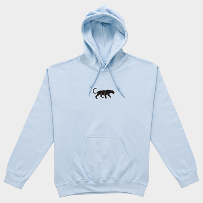 Bobby's Planet Women's Embroidered Black Jaguar Hoodie from South American Amazon Animals Collection in Light Blue Color#color_light-blue