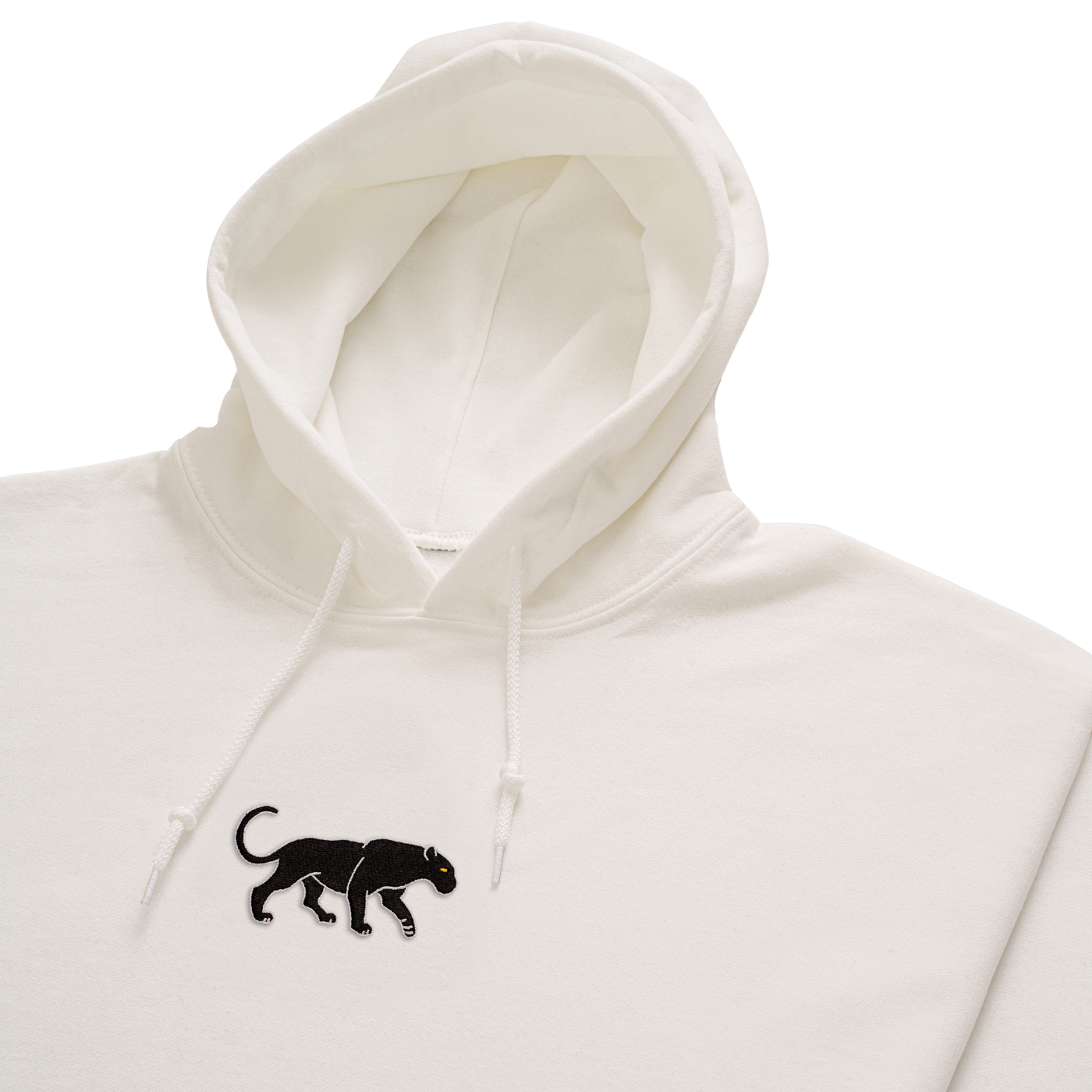 Bobby's Planet Women's Embroidered Black Jaguar Hoodie from South American Amazon Animals Collection in White Color#color_white