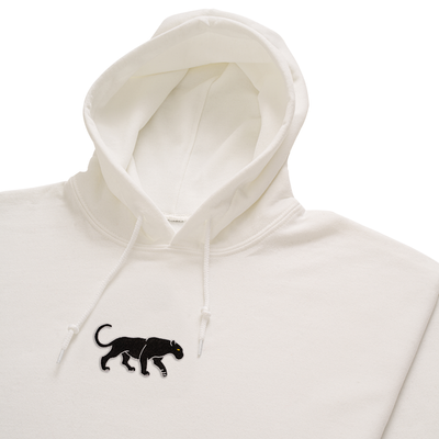 Bobby's Planet Men's Embroidered Black Jaguar Hoodie from South American Amazon Animals Collection in White Color#color_white