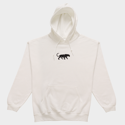 Bobby's Planet Men's Embroidered Black Jaguar Hoodie from South American Amazon Animals Collection in White Color#color_white