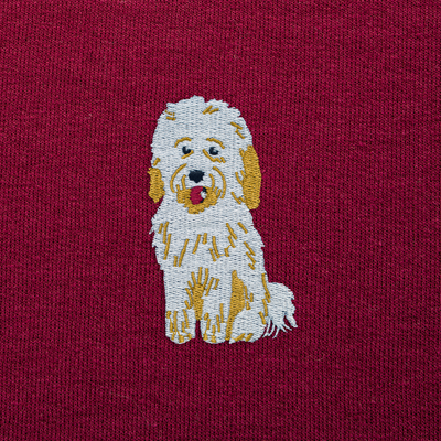 Bobby's Planet Men's Embroidered Poodle Hoodie from Bobbys Planet Toy Poodle Collection in Maroon Color#color_maroon