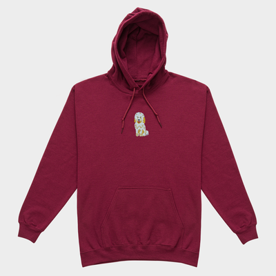 Bobby's Planet Men's Embroidered Poodle Hoodie from Bobbys Planet Toy Poodle Collection in Maroon Color#color_maroon