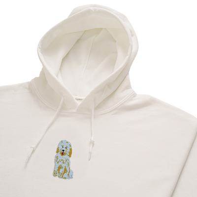 Bobby's Planet Men's Embroidered Poodle Hoodie from Bobbys Planet Toy Poodle Collection in White Color#color_white