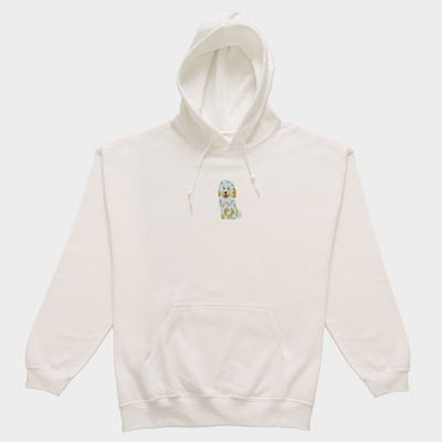 Bobby's Planet Men's Embroidered Poodle Hoodie from Bobbys Planet Toy Poodle Collection in White Color#color_white