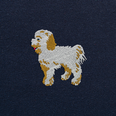 Bobby's Planet Men's Embroidered Poodle Hoodie from Bobbys Planet Toy Poodle Collection in Navy Color#color_navy