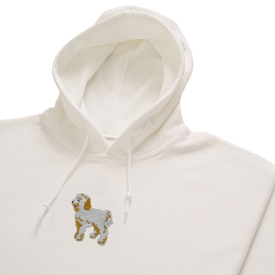 Bobby's Planet Women's Embroidered Poodle Hoodie from Bobbys Planet Toy Poodle Collection in White Color#color_white