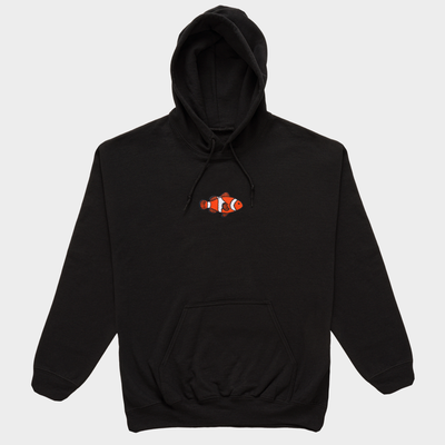 Bobby's Planet Men's Embroidered Clownfish Hoodie from Seven Seas Fish Animals Collection in Black Color#color_black