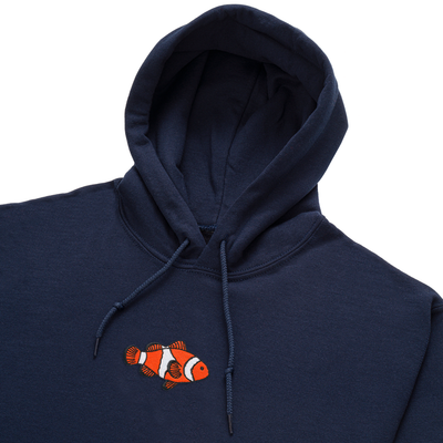 Bobby's Planet Women's Embroidered Clownfish Hoodie from Seven Seas Fish Animals Collection in Navy Color#color_navy