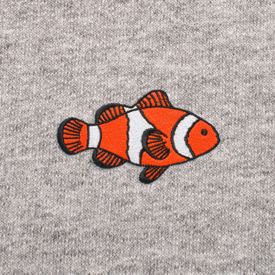 Bobby's Planet Men's Embroidered Clownfish Hoodie from Seven Seas Fish Animals Collection in Sport Grey Color#color_sport-grey