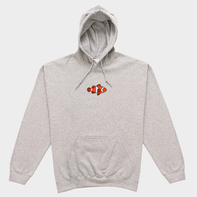 Bobby's Planet Men's Embroidered Clownfish Hoodie from Seven Seas Fish Animals Collection in Sport Grey Color#color_sport-grey