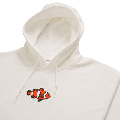 Bobby's Planet Women's Embroidered Clownfish Hoodie from Seven Seas Fish Animals Collection in White Color#color_white