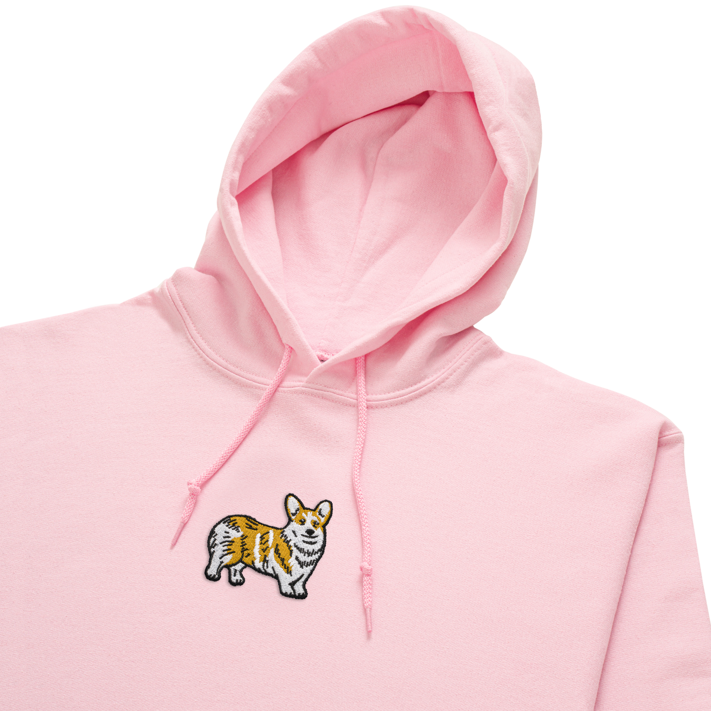 Bobby's Planet Women's Embroidered Corgi Hoodie from Paws Dog Cat Animals Collection in Light Pink Color#color_light-pink
