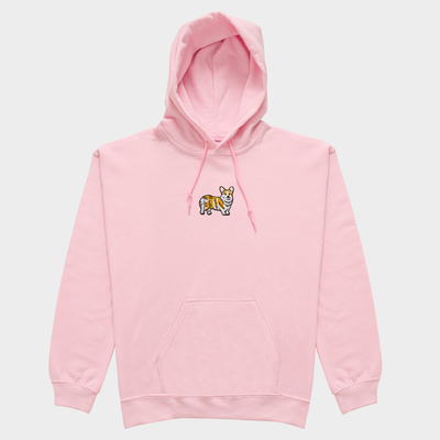 Bobby's Planet Women's Embroidered Corgi Hoodie from Paws Dog Cat Animals Collection in Light Pink Color#color_light-pink