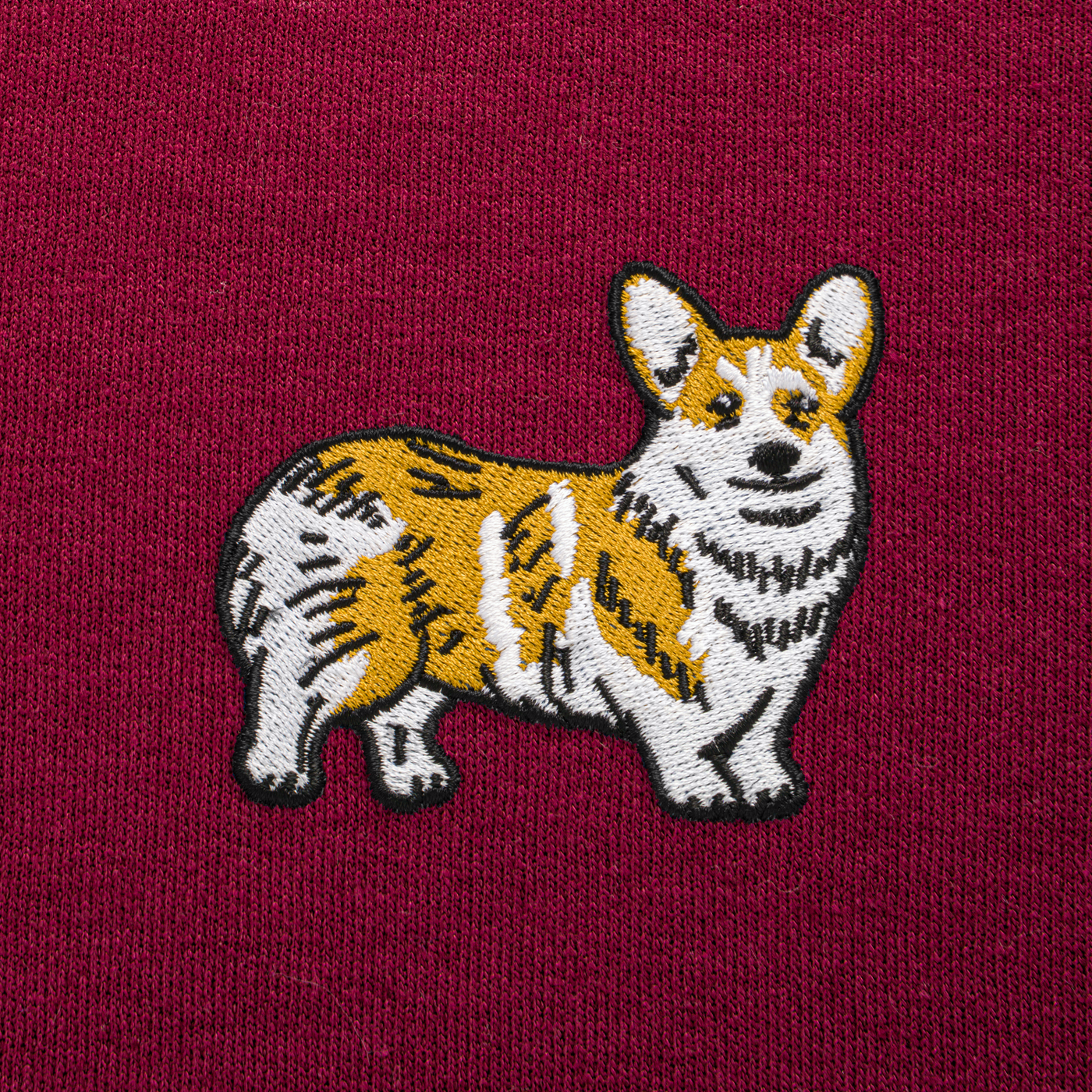 Bobby's Planet Men's Embroidered Corgi Hoodie from Paws Dog Cat Animals Collection in Maroon Color#color_maroon