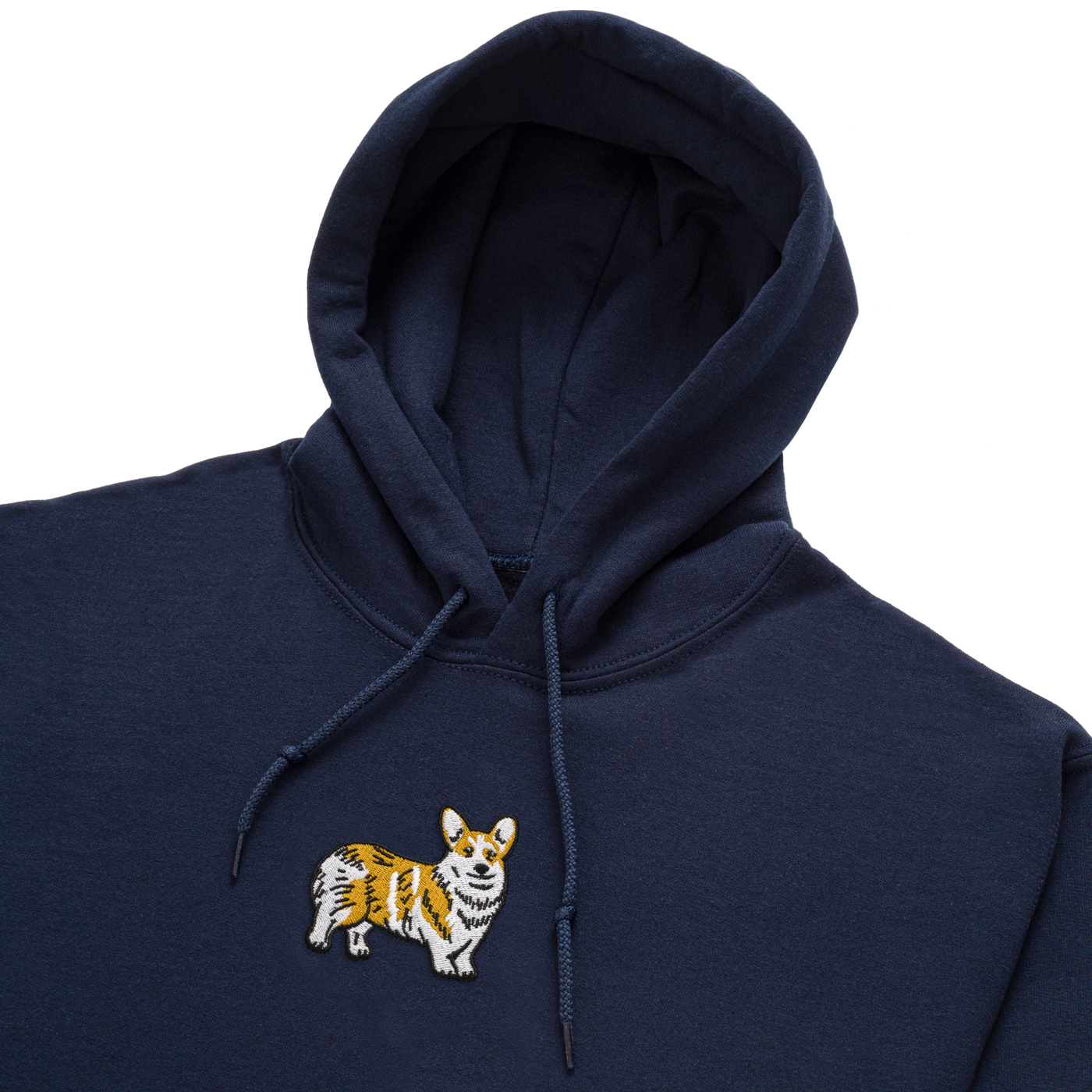 Bobby's Planet Women's Embroidered Corgi Hoodie from Paws Dog Cat Animals Collection in Navy Color#color_navy
