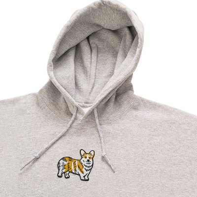 Bobby's Planet Men's Embroidered Corgi Hoodie from Paws Dog Cat Animals Collection in Sport Grey Color#color_sport-grey