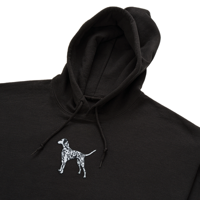 Bobby's Planet Men's Embroidered Dalmatian Hoodie from Paws Dog Cat Animals Collection in Black Color#color_black