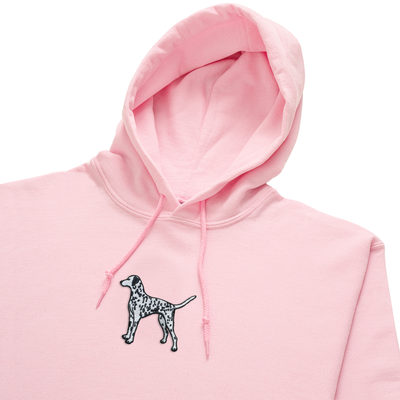 Bobby's Planet Women's Embroidered Dalmatian Hoodie from Paws Dog Cat Animals Collection in Light Pink Color#color_light-pink