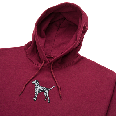Bobby's Planet Men's Embroidered Dalmatian Hoodie from Paws Dog Cat Animals Collection in Maroon Color#color_maroon