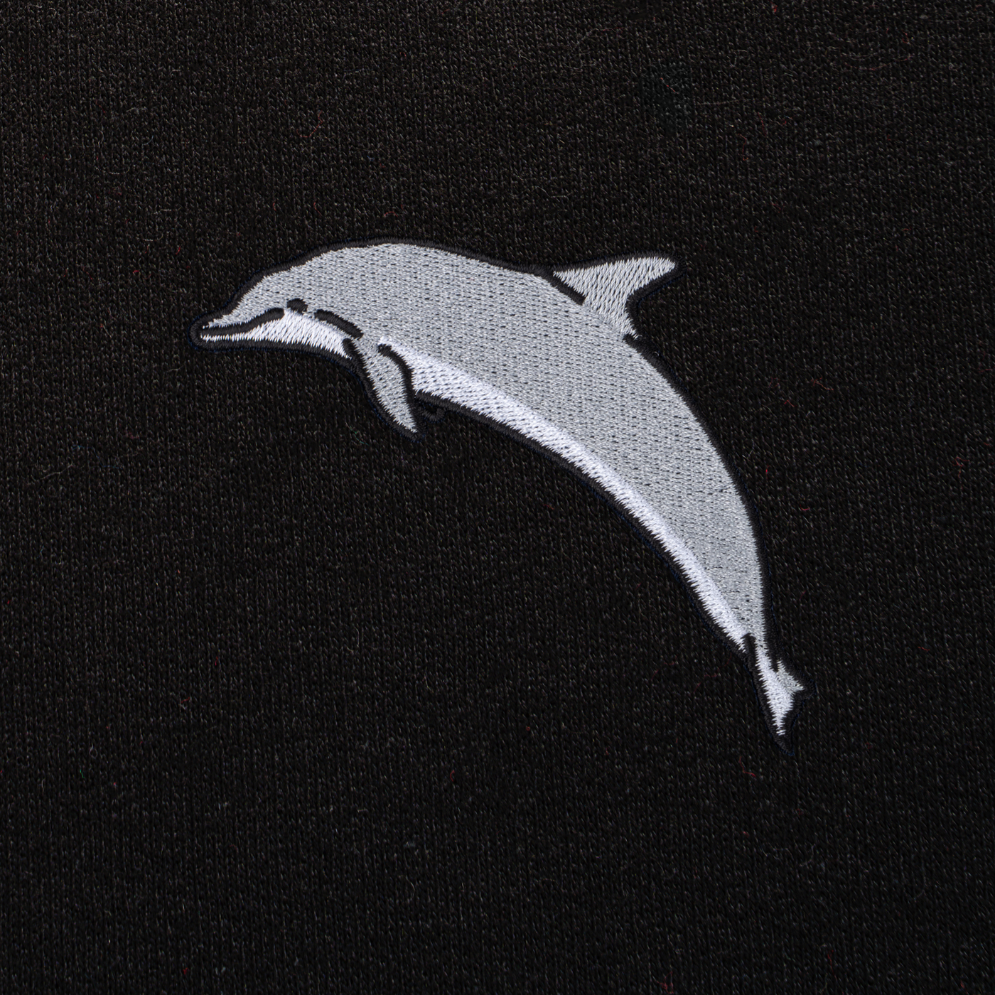 Bobby's Planet Men's Embroidered Dolphin Hoodie from Seven Seas Fish Animals Collection in Black Color#color_black