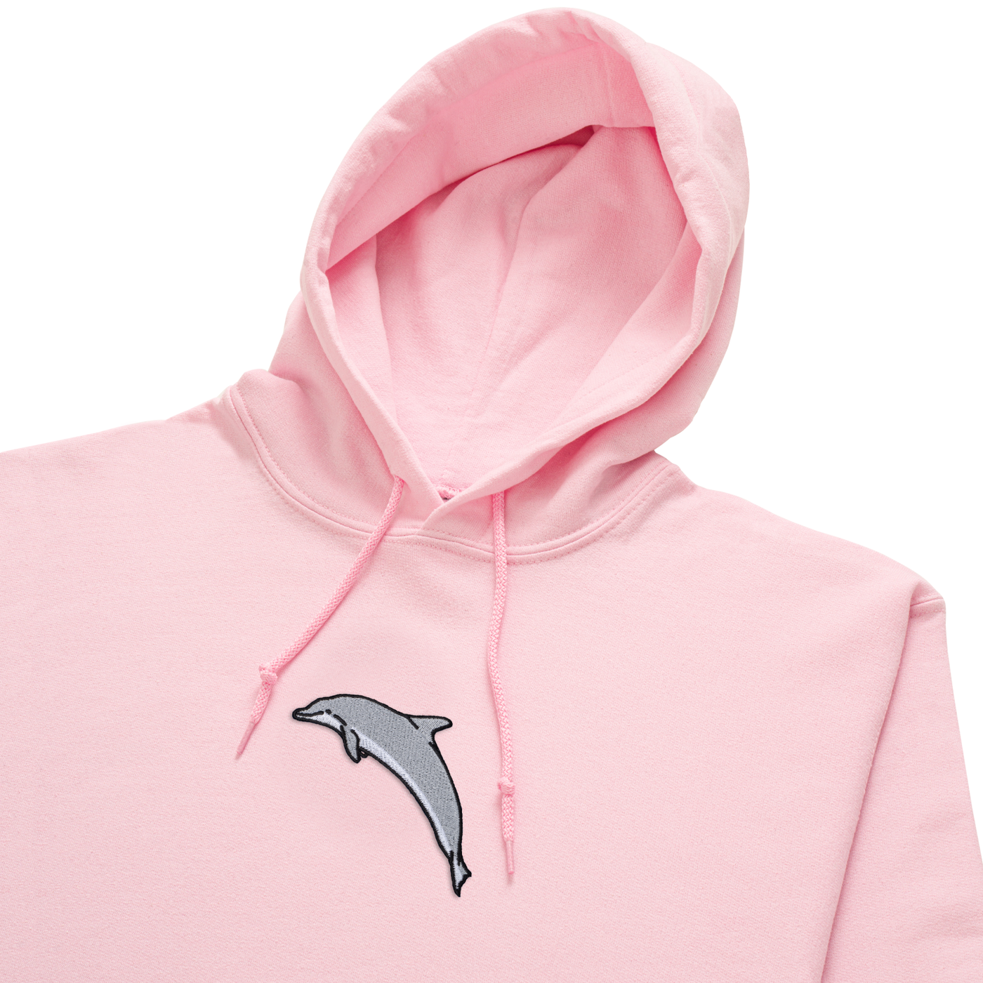 Bobby's Planet Women's Embroidered Dolphin Hoodie from Seven Seas Fish Animals Collection in Light Pink Color#color_light-pink