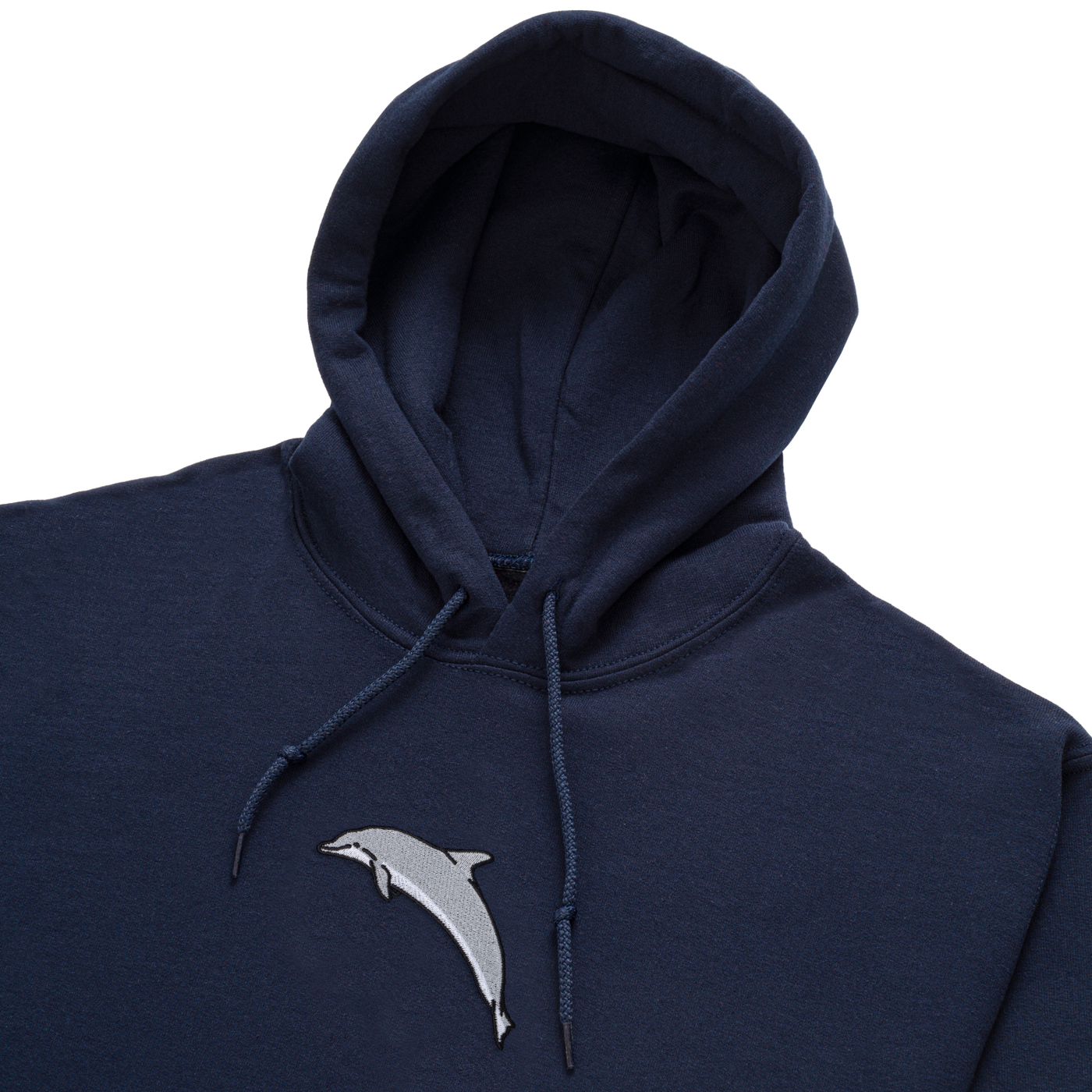 Bobby's Planet Men's Embroidered Dolphin Hoodie from Seven Seas Fish Animals Collection in Navy Color#color_navy