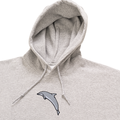 Bobby's Planet Men's Embroidered Dolphin Hoodie from Seven Seas Fish Animals Collection in Sport Grey Color#color_sport-grey
