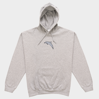 Bobby's Planet Men's Embroidered Dolphin Hoodie from Seven Seas Fish Animals Collection in Sport Grey Color#color_sport-grey