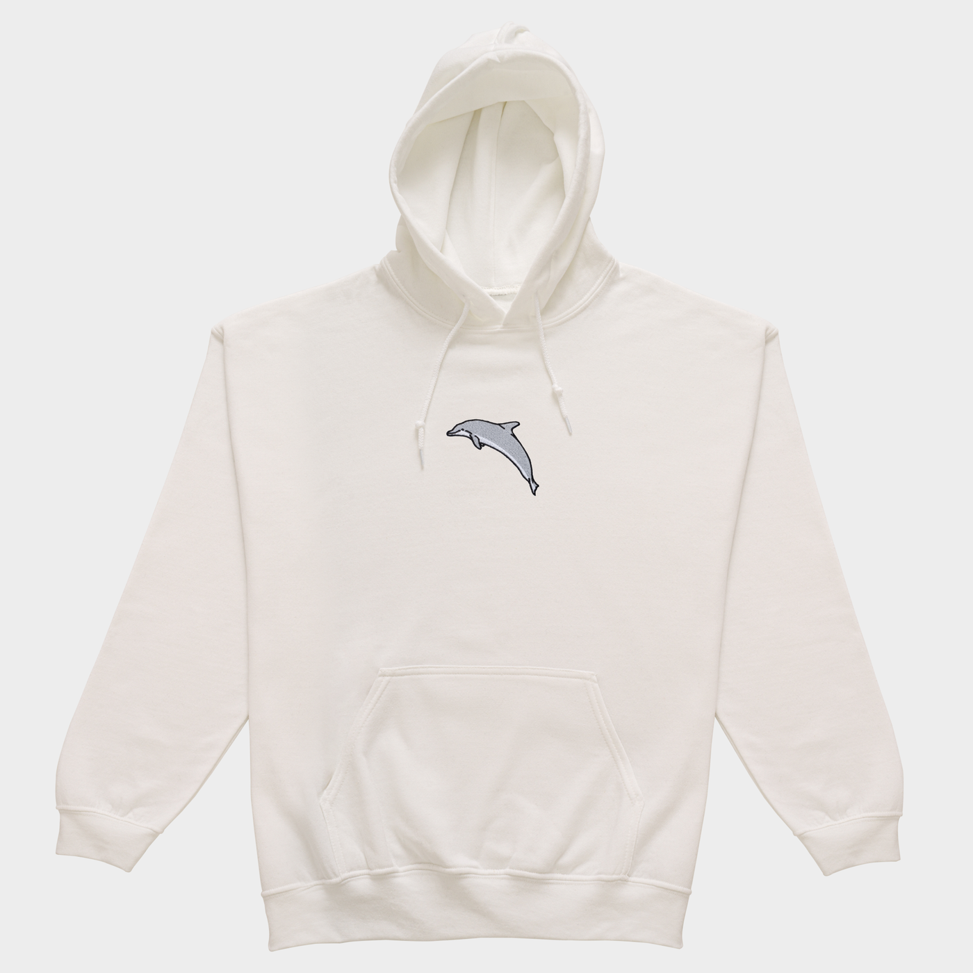 Bobby's Planet Men's Embroidered Dolphin Hoodie from Seven Seas Fish Animals Collection in White Color#color_white