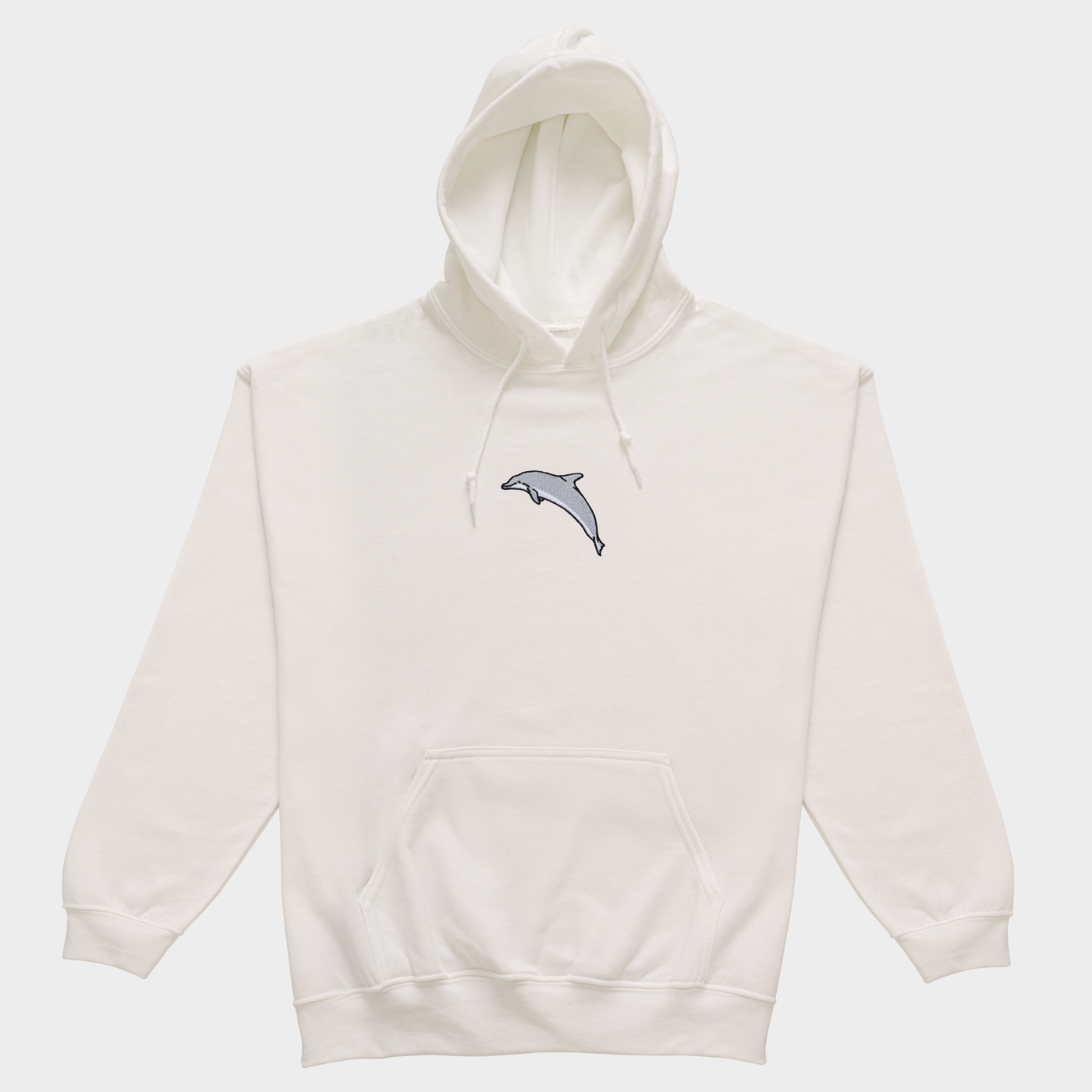 Bobby's Planet Women's Embroidered Dolphin Hoodie from Seven Seas Fish Animals Collection in White Color#color_white