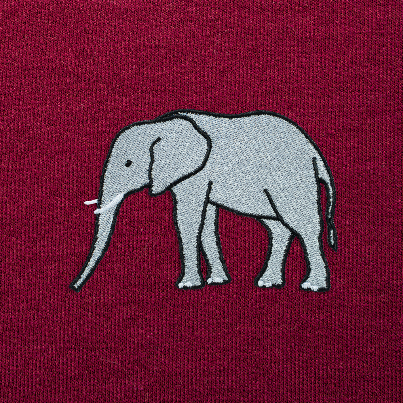 Bobby's Planet Men's Embroidered Elephant Hoodie from African Animals Collection in Maroon Color#color_maroon