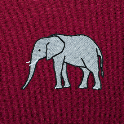 Bobby's Planet Women's Embroidered Elephant Hoodie from African Animals Collection in Maroon Color#color_maroon