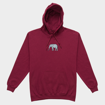 Bobby's Planet Men's Embroidered Elephant Hoodie from African Animals Collection in Maroon Color#color_maroon