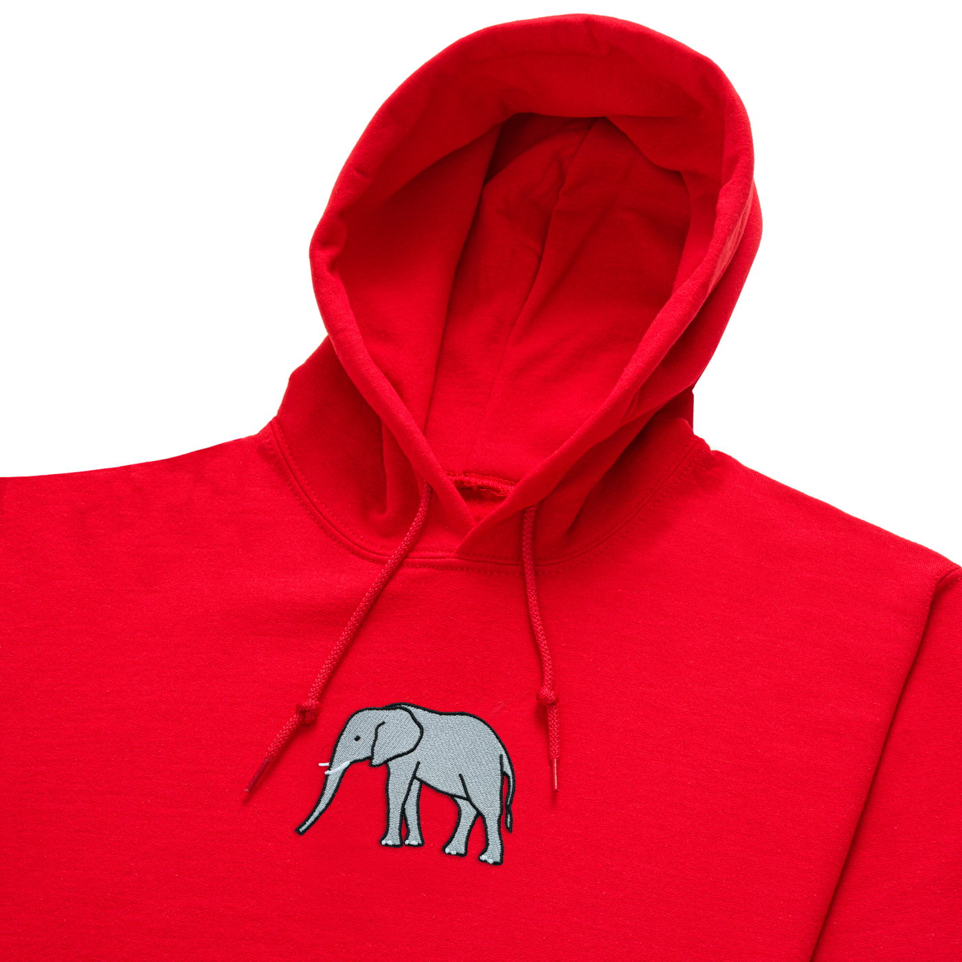 Bobby's Planet Women's Embroidered Elephant Hoodie from African Animals Collection in Red Color#color_red