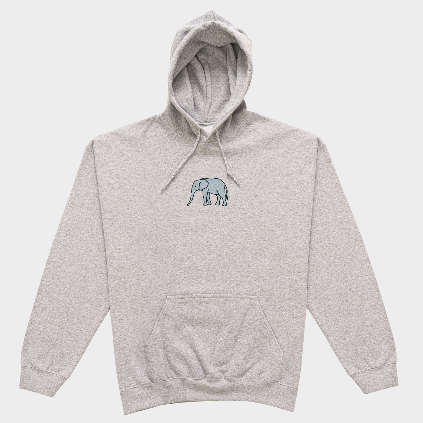 Bobby's Planet Men's Embroidered Elephant Hoodie from African Animals Collection in Sport Grey Color#color_sport-grey